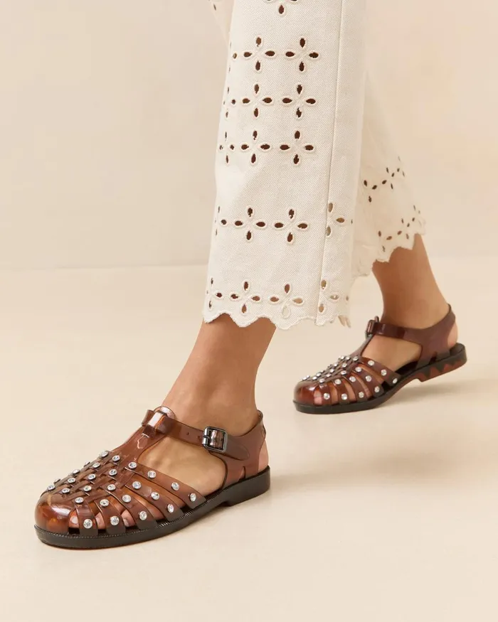 Women Flat Sandals Loeffler Randall Rhys Brown Jelly Sandal Women Flat Sandals Loeffler Randall Rhys Brown Jelly Sandal