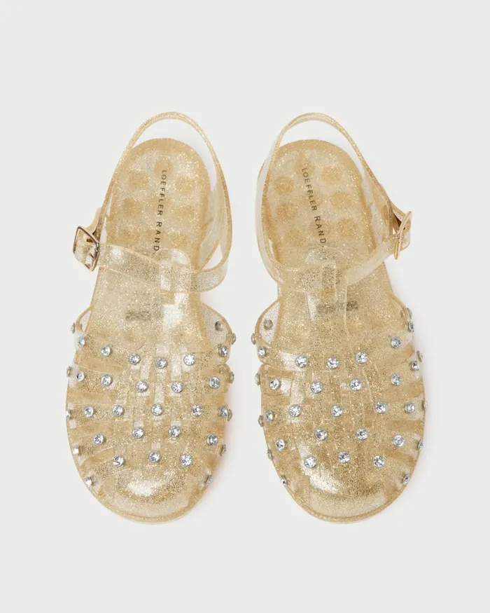 Women Flat Sandals Loeffler Randall Rhys Champagne Glitter Jelly Sandal I Flat Sandals I Footwear Women Flat Sandals Loeffler Randall Rhys Champagne Glitter Jelly Sandal I Flat Sandals I Footwear