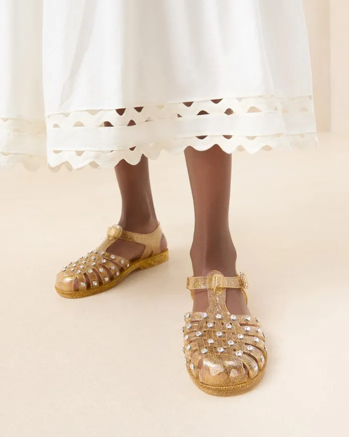Women Flat Sandals Loeffler Randall Rhys Champagne Glitter Jelly Sandal I Flat Sandals I Footwear Women Flat Sandals Loeffler Randall Rhys Champagne Glitter Jelly Sandal I Flat Sandals I Footwear