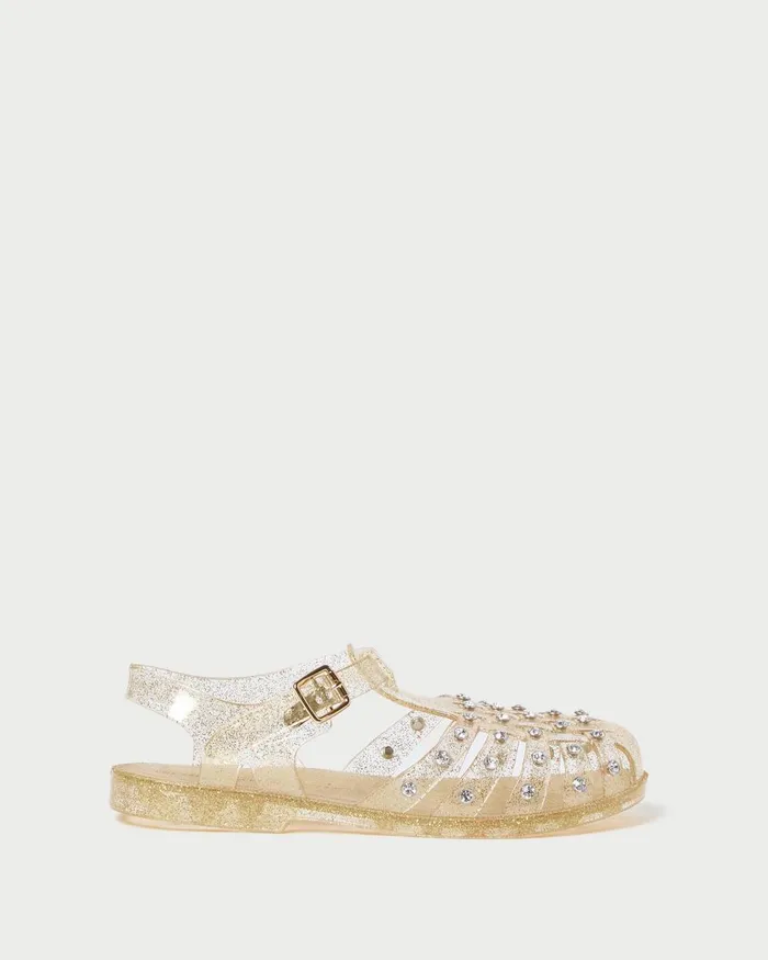 Women Flat Sandals Loeffler Randall Rhys Champagne Glitter Jelly Sandal I Flat Sandals I Footwear Women Flat Sandals Loeffler Randall Rhys Champagne Glitter Jelly Sandal I Flat Sandals I Footwear