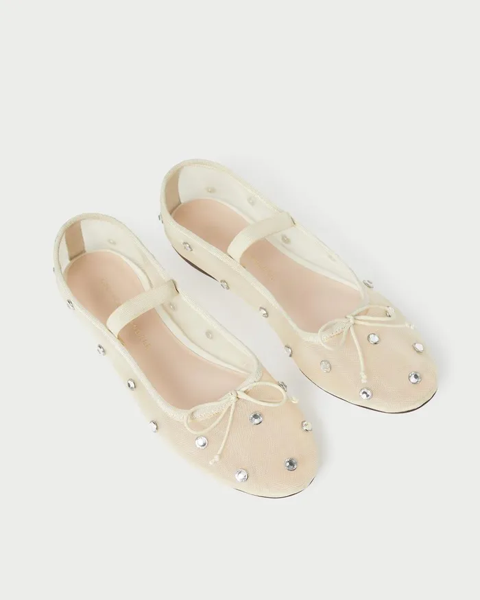 Women Flats and Loafers Loeffler Randall Leonie CreamCrystal Ballet Flat L Flats L Footwear Women Flats and Loafers Loeffler Randall Leonie CreamCrystal Ballet Flat L Flats L Footwear