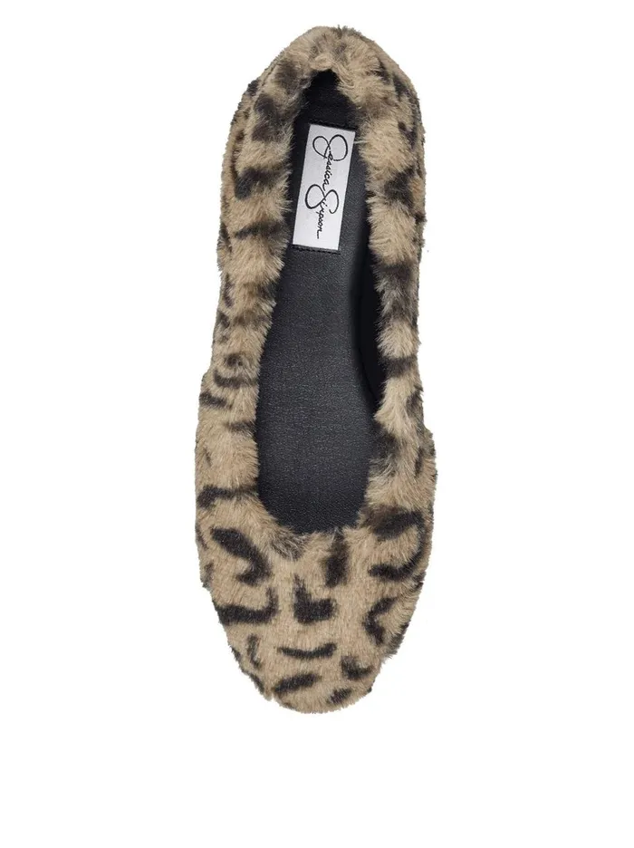 Women Flats Jessica Simpson Brinley Flat In Leopard FauxFur Fuzzy Natural Leopard