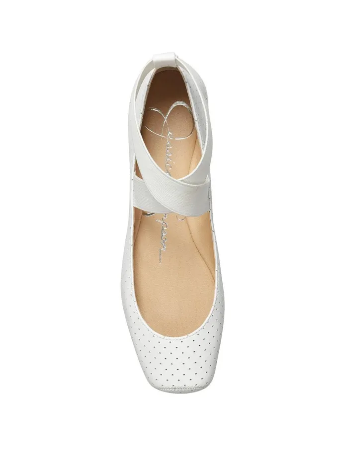 Women Flats Jessica Simpson Mandalaye Ballet Flat In White Perforated Bright White