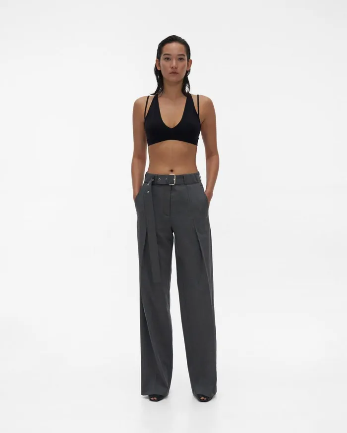 Women Folded Pant Light Grey Melange Helmut Lang Pants