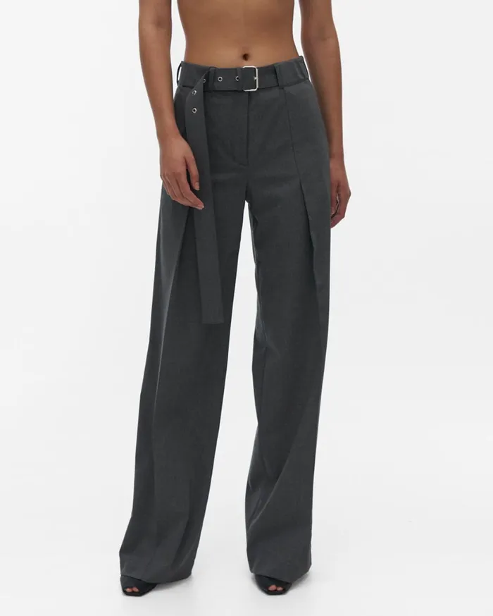 Women Folded Pant Light Grey Melange Helmut Lang Pants