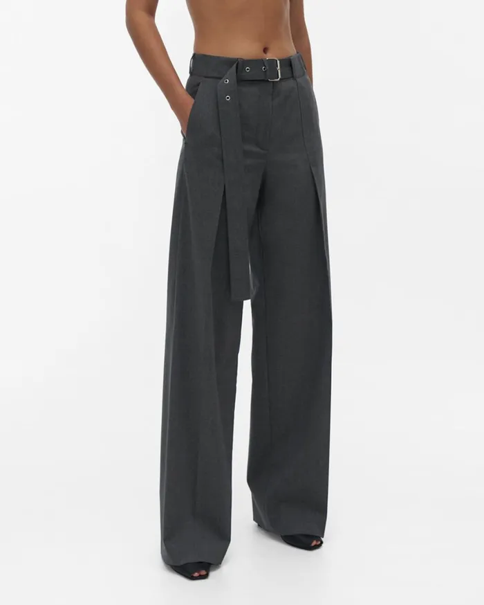 Women Folded Pant Light Grey Melange Helmut Lang Pants