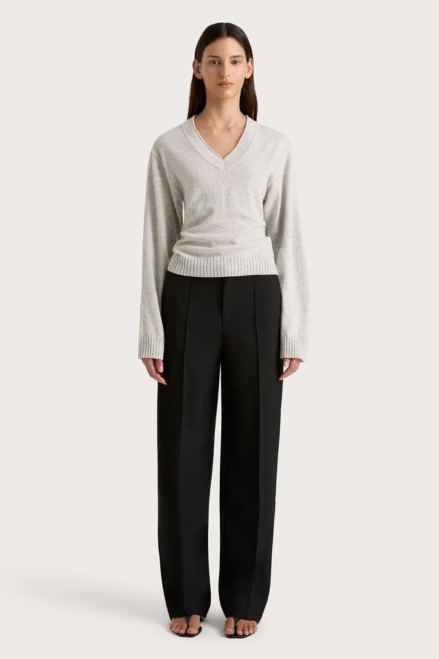 Women Frederikke Cashmere Sweater Grey Marle Faithfull The Brand Tops