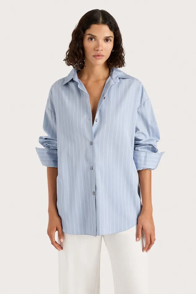 Women Freja Shirt Blue Pinstripe Faithfull The Brand Tops Women Freja Shirt Blue Pinstripe Faithfull The Brand Tops