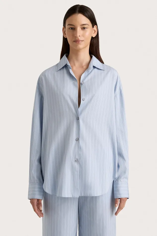 Women Freja Shirt Blue Pinstripe Faithfull The Brand Tops Women Freja Shirt Blue Pinstripe Faithfull The Brand Tops