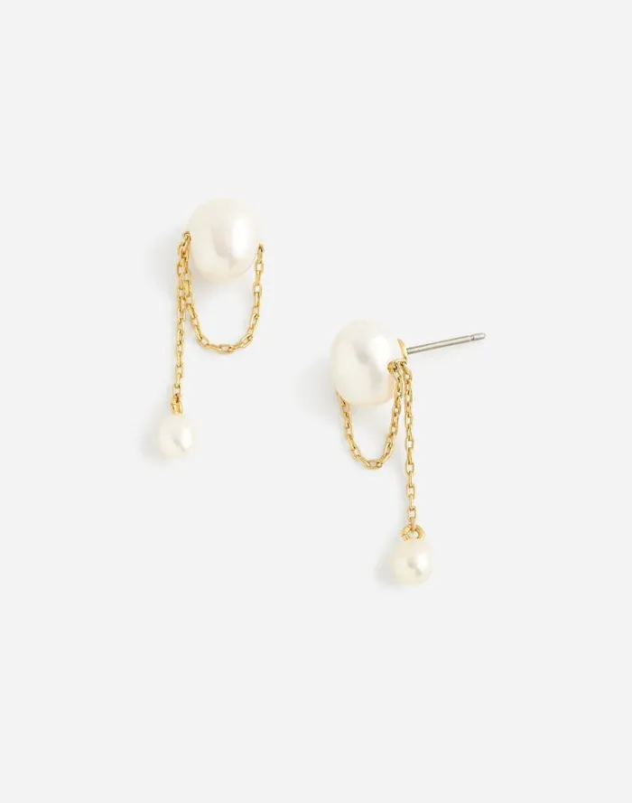 Women Freshwater Pearl Dangle Chain Stud Earrings Vintage Gold Madewell Jewelry Women Freshwater Pearl Dangle Chain Stud Earrings Vintage Gold Madewell Jewelry