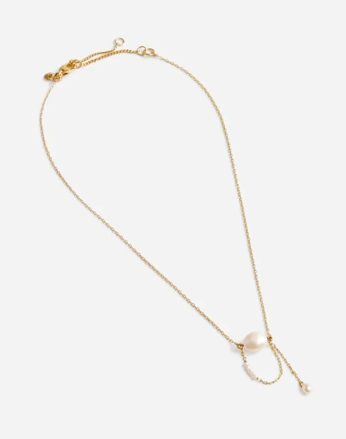 Women Freshwater Pearl Drop Necklace Vintage Gold Madewell Jewelry