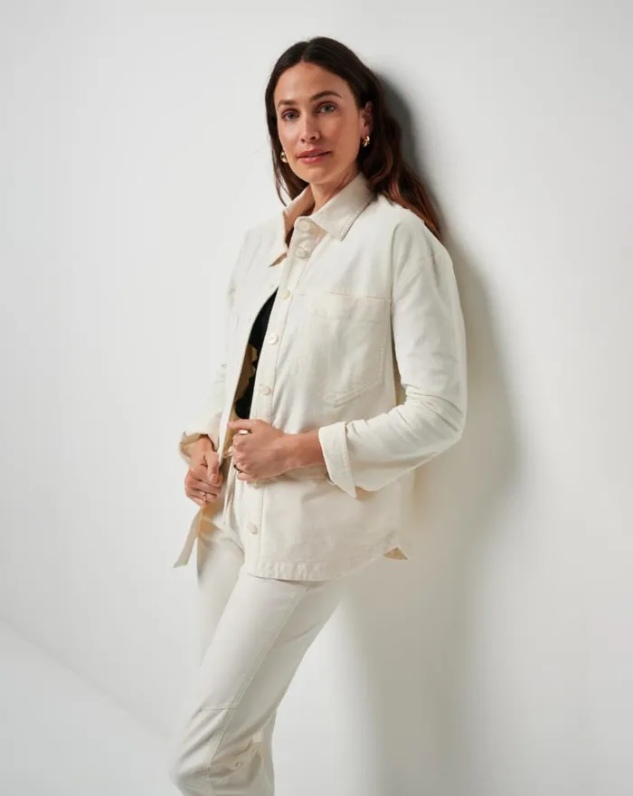 Women FRIDAY FEELING SHACKET Eggnog TravisMathew Jackets