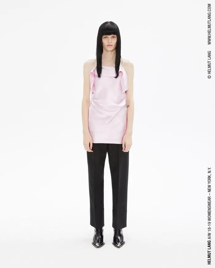 Women FRONT DRAPE SATIN TOP Rose Quartz Helmut Lang Tops