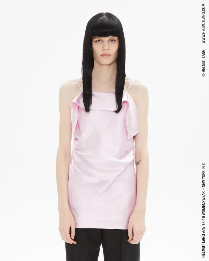 Women FRONT DRAPE SATIN TOP Rose Quartz Helmut Lang Tops