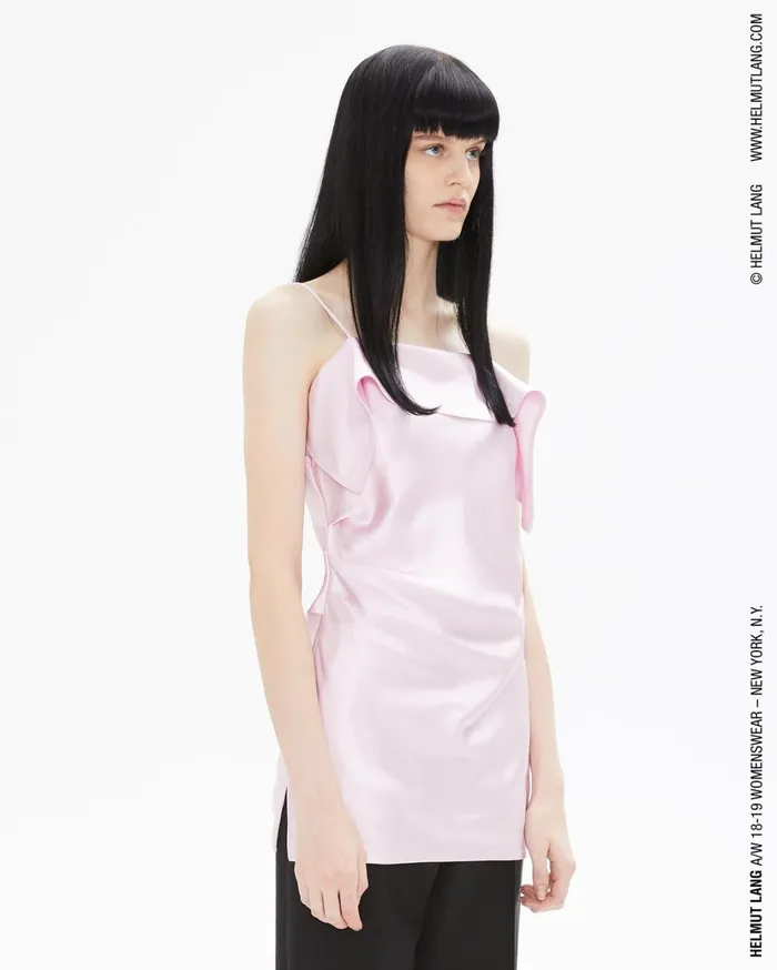 Women FRONT DRAPE SATIN TOP Rose Quartz Helmut Lang Tops
