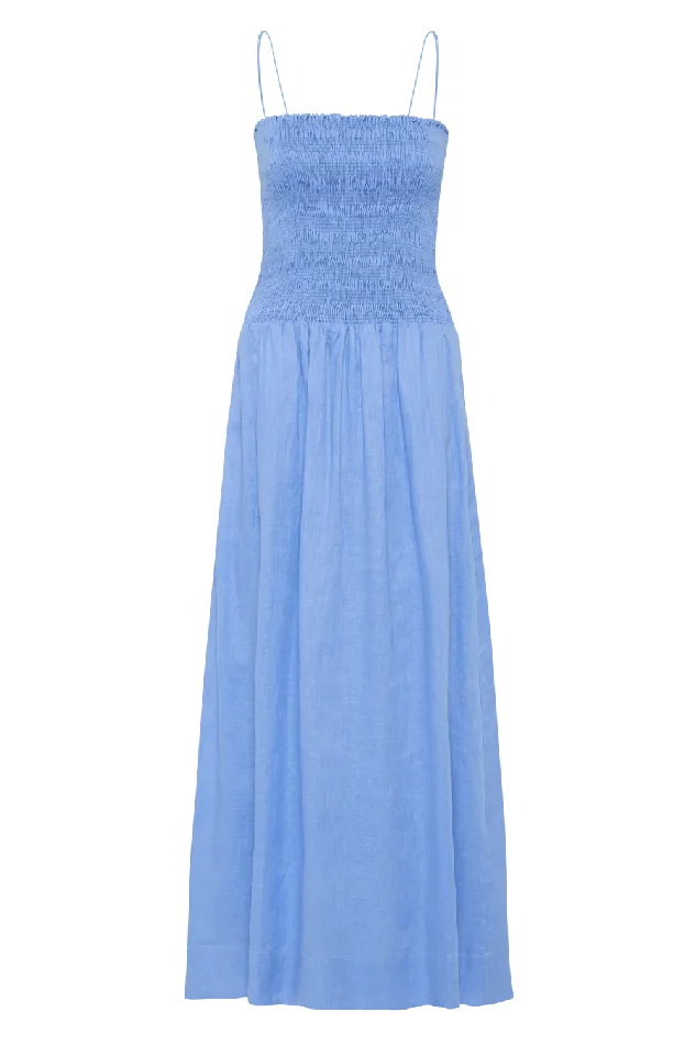 Women Geriba Midi Dress Mid Blue Faithfull The Brand Dresses Women Geriba Midi Dress Mid Blue Faithfull The Brand Dresses
