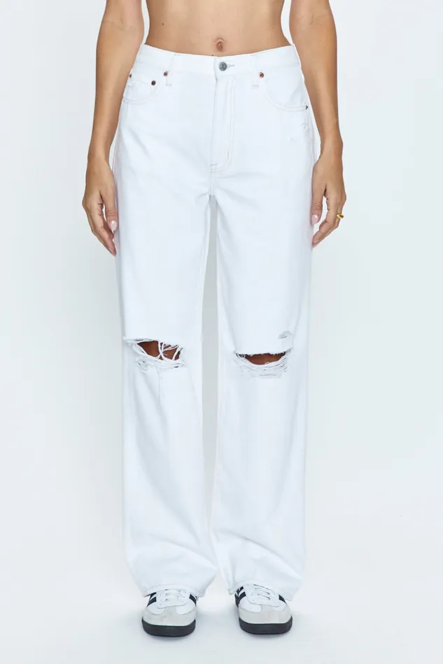 Women Grayson High Rise Baggy 8211 Le Blanc Distressed Pistola Denim Denim