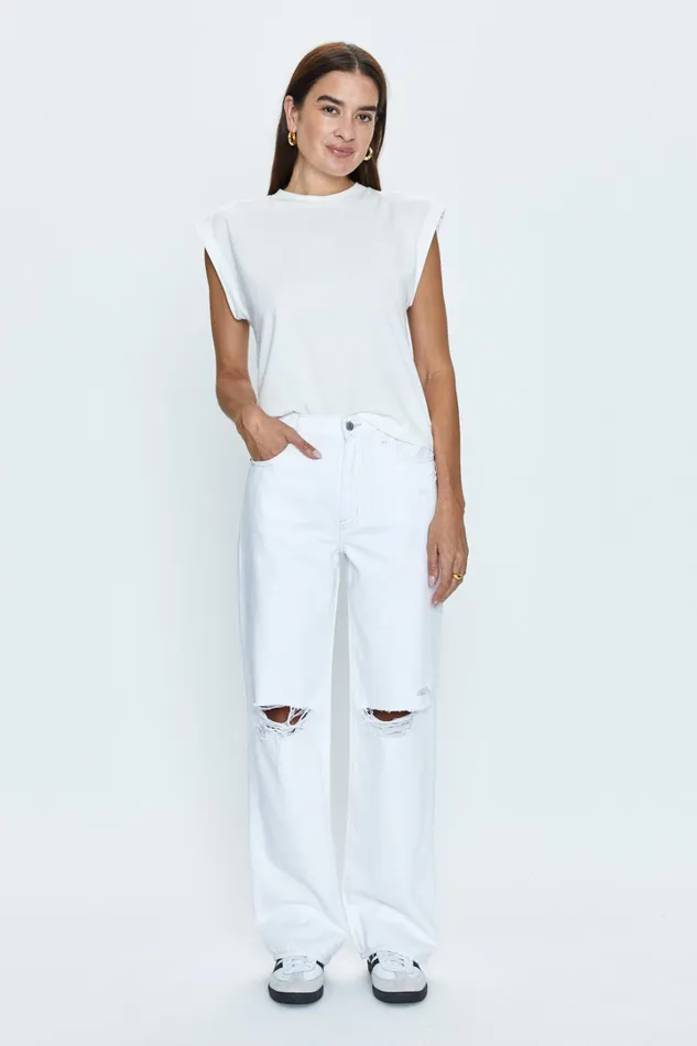 Women Grayson High Rise Baggy 8211 Le Blanc Distressed Pistola Denim Denim