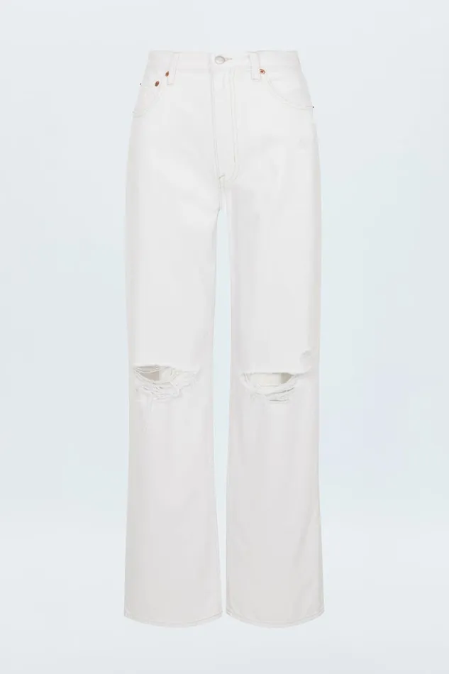 Women Grayson High Rise Baggy 8211 Le Blanc Distressed Pistola Denim Denim