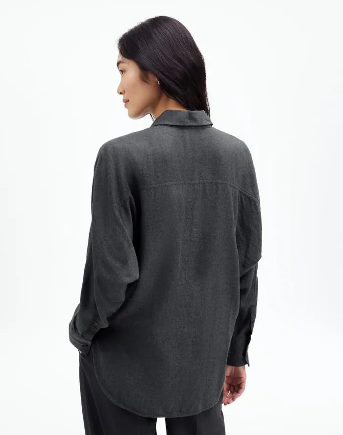 Women Heathered Flannel Dolman ButtonUp Shirt Charcoal Melange Madewell Tops and Shirts