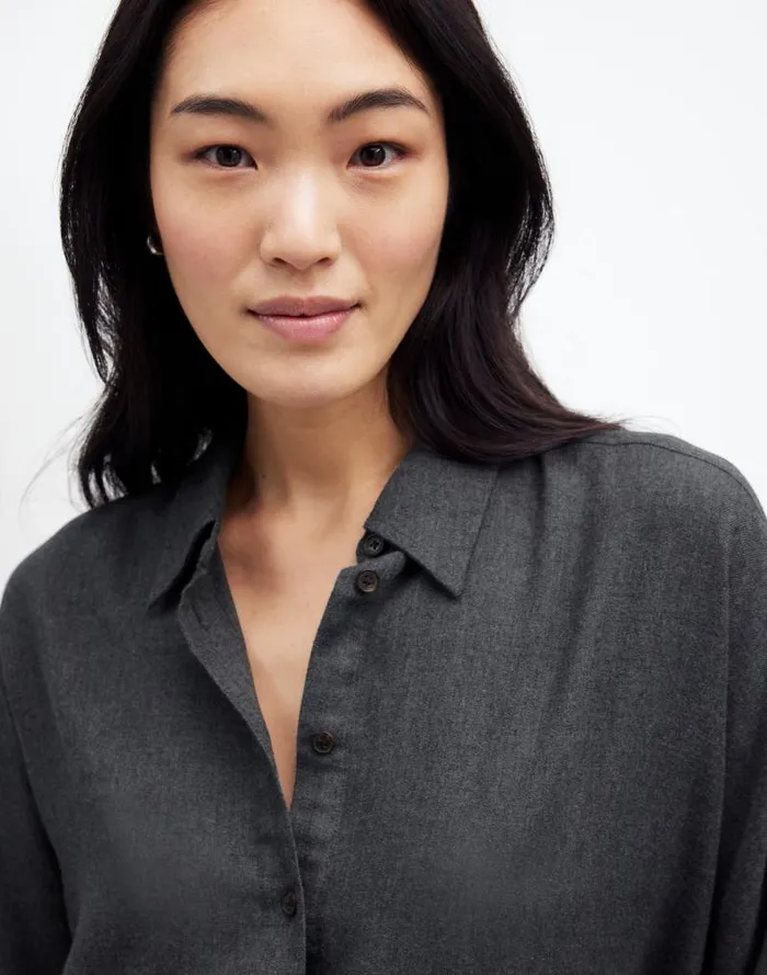 Women Heathered Flannel Dolman ButtonUp Shirt Charcoal Melange Madewell Tops and Shirts