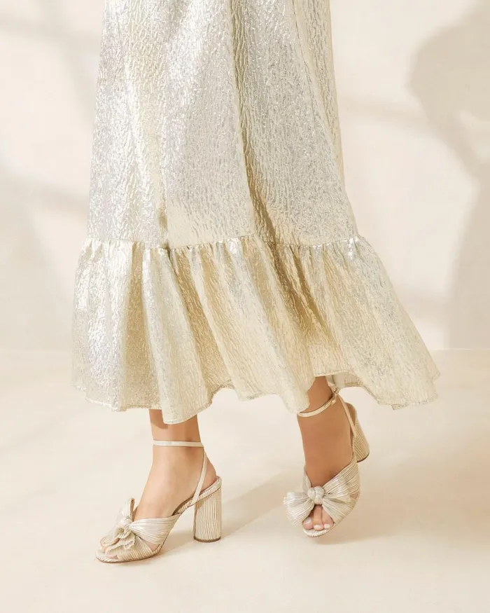 Women Heeled Sandals Loeffler Randall Camellia Platinum Bow Heel Women Heeled Sandals Loeffler Randall Camellia Platinum Bow Heel