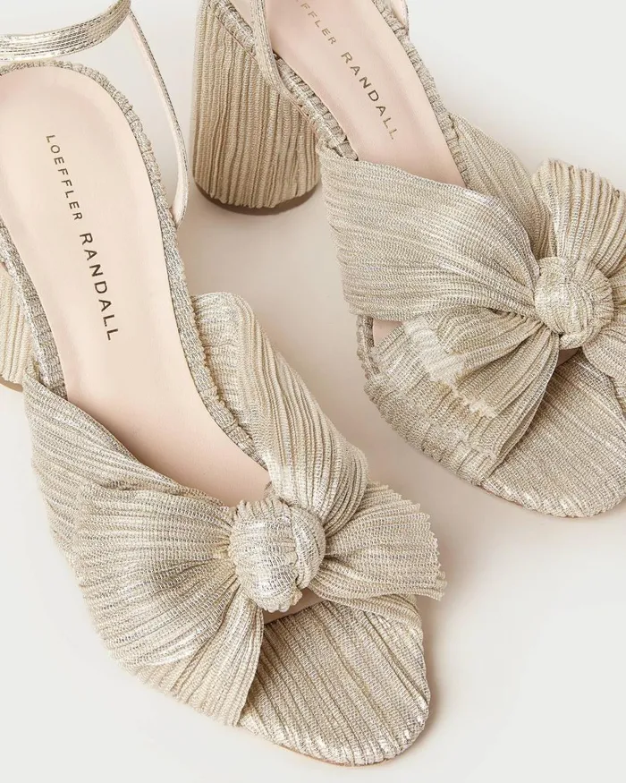 Women Heeled Sandals Loeffler Randall Camellia Platinum Bow Heel Women Heeled Sandals Loeffler Randall Camellia Platinum Bow Heel