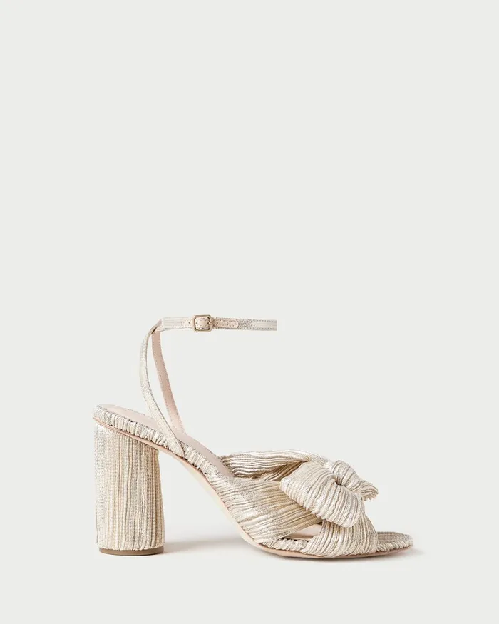 Women Heeled Sandals Loeffler Randall Camellia Platinum Bow Heel Women Heeled Sandals Loeffler Randall Camellia Platinum Bow Heel