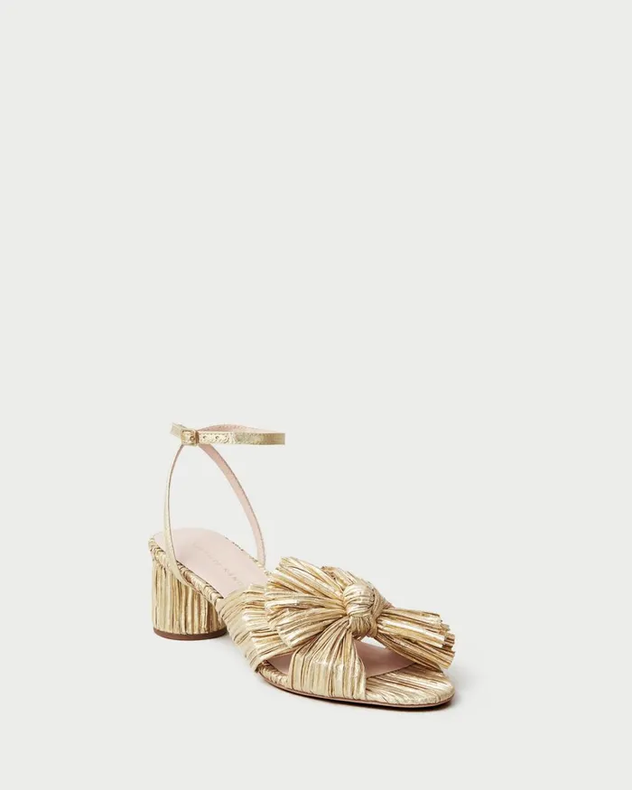 Women Heeled Sandals Loeffler Randall Dahlia Bow Mule Gold
