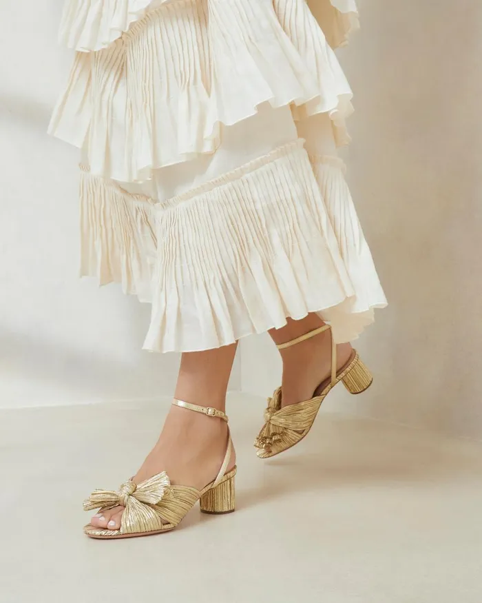Women Heeled Sandals Loeffler Randall Dahlia Bow Mule Gold Women Heeled Sandals Loeffler Randall Dahlia Bow Mule Gold