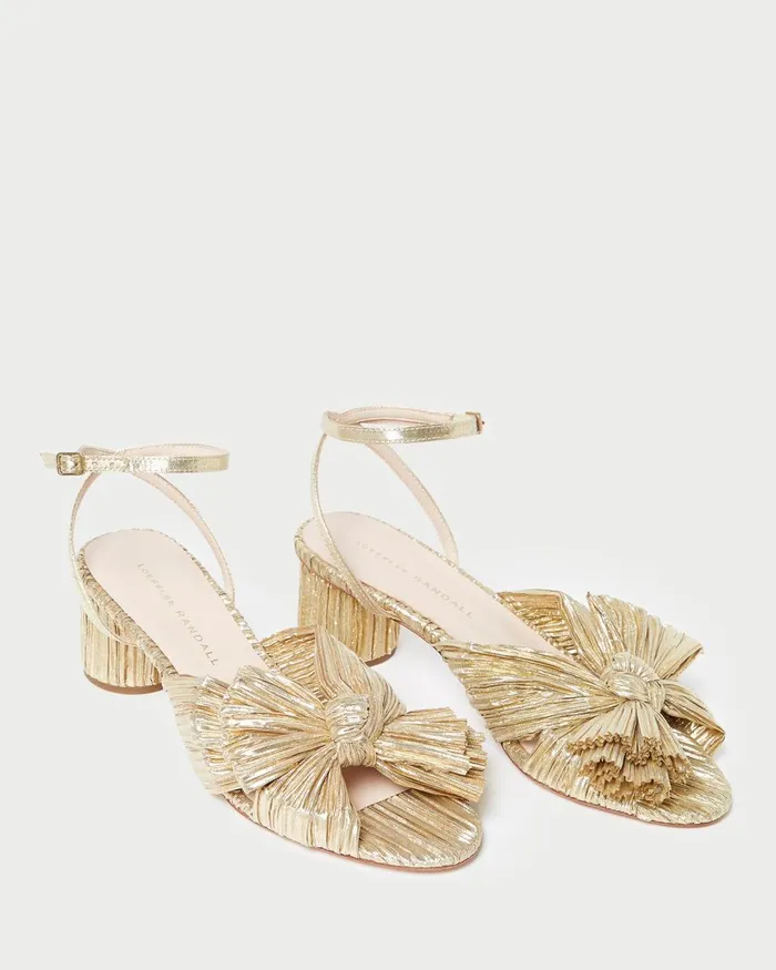 Women Heeled Sandals Loeffler Randall Dahlia Bow Mule Gold Women Heeled Sandals Loeffler Randall Dahlia Bow Mule Gold
