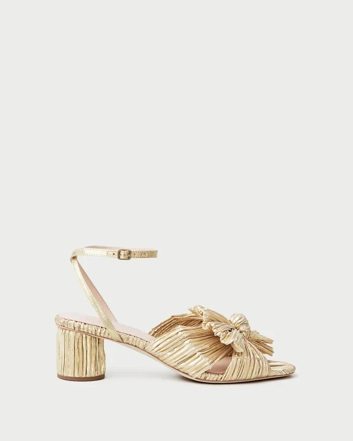 Women Heeled Sandals Loeffler Randall Dahlia Bow Mule Gold Women Heeled Sandals Loeffler Randall Dahlia Bow Mule Gold