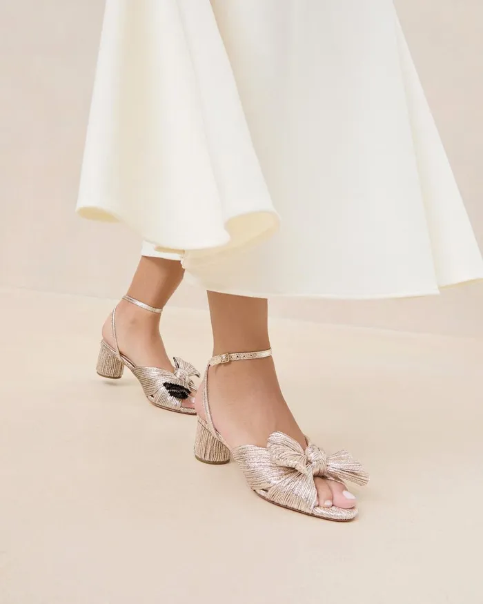 Women Heeled Sandals Loeffler Randall Dahlia Champagne Pleated Bow Heel L Heeled Sandals L Footwear Women Heeled Sandals Loeffler Randall Dahlia Champagne Pleated Bow Heel L Heeled Sandals L Footwear
