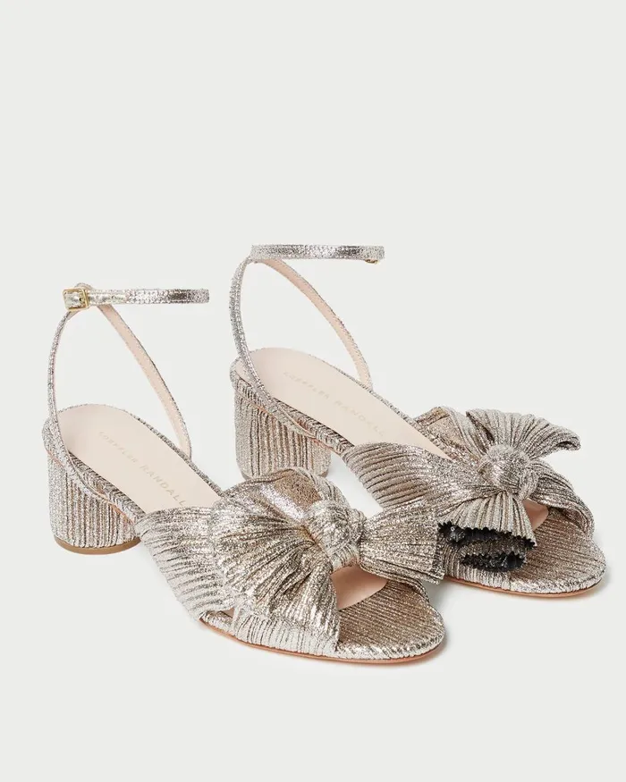 Women Heeled Sandals Loeffler Randall Dahlia Champagne Pleated Bow Heel L Heeled Sandals L Footwear Women Heeled Sandals Loeffler Randall Dahlia Champagne Pleated Bow Heel L Heeled Sandals L Footwear