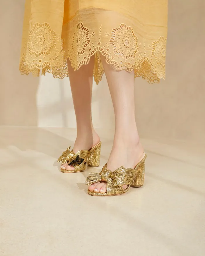 Women Heeled Sandals Loeffler Randall Penny Bow Sandal Gold Women Heeled Sandals Loeffler Randall Penny Bow Sandal Gold