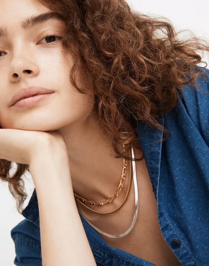 Women Herringbone Chain Necklace Vintage Gold Madewell Jewelry