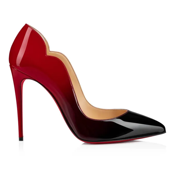 Women Hot Chick 100 Mm Pumps 8211 Dgrad Patent Calf 8211 Black Blackred Christian Louboutin Pumps