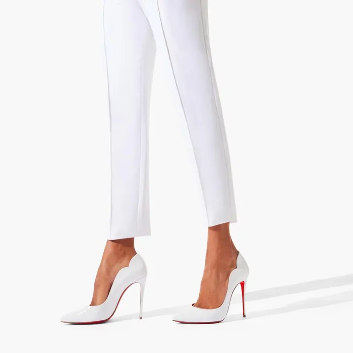 Women Hot Chick 100 Mm Pumps 8211 Patent Calf Leather 8211 Bianco Bianco Christian Louboutin Pumps
