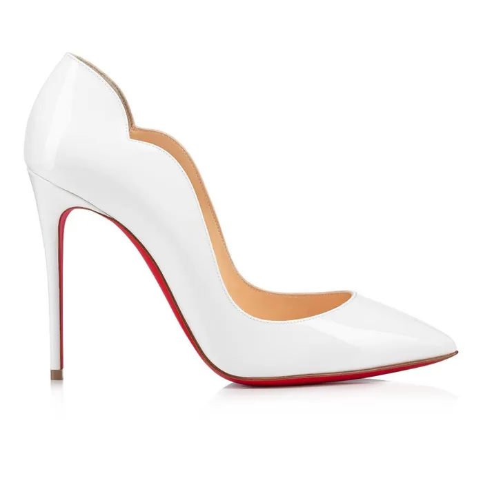 Women Hot Chick 100 Mm Pumps 8211 Patent Calf Leather 8211 Bianco Bianco Christian Louboutin Pumps