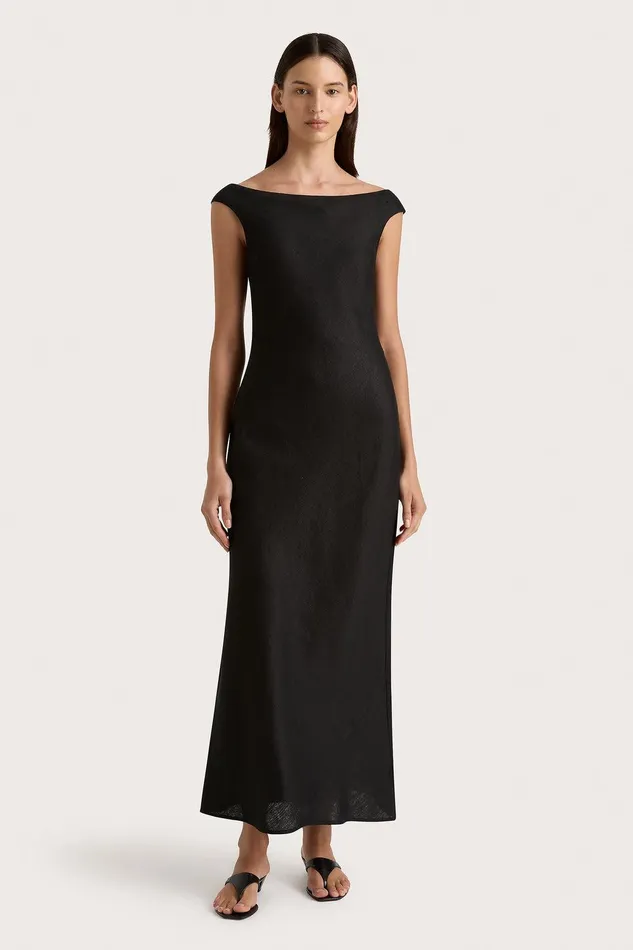 Women Ilride Midi Dress Black Faithfull The Brand Dresses