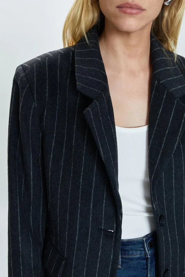 Women Jane Oversized Blazer 8211 Charcoal Stripe Pistola Denim Jackets and Outerwear