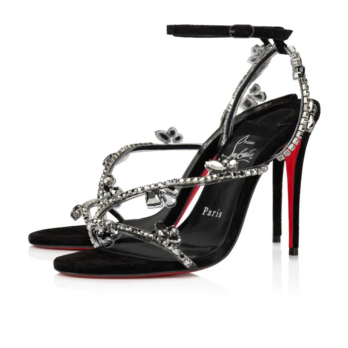 Women Joli Queen 100 Mm Sandals 8211 PVC And Veau Velours 8211 Black Black Christian Louboutin Sandals and Slides Women Joli Queen 100 Mm Sandals 8211 PVC And Veau Velours 8211 Black Black Christian Louboutin Sandals and Slides