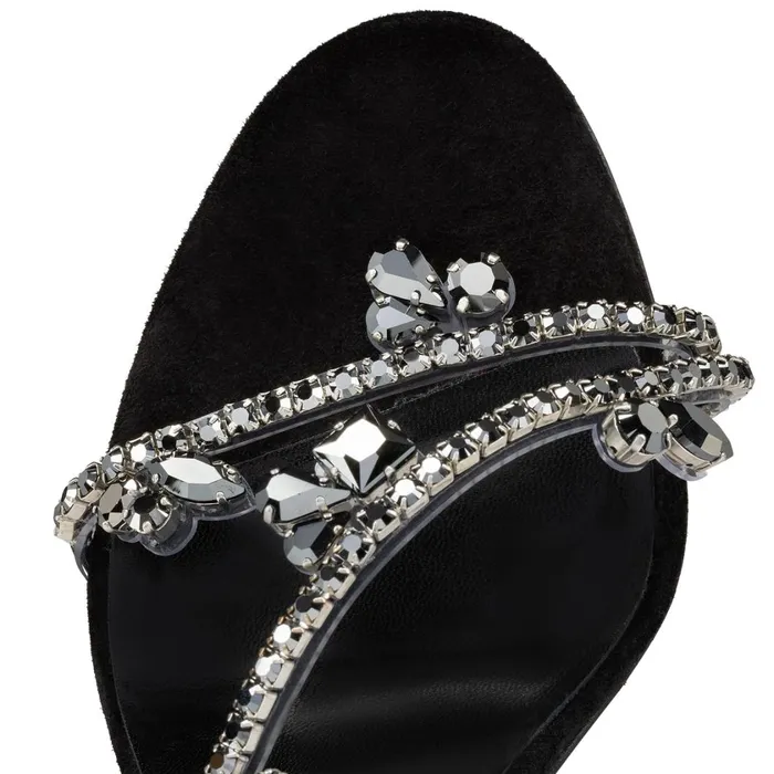 Women Joli Queen 100 Mm Sandals 8211 PVC And Veau Velours 8211 Black Black Christian Louboutin Sandals and Slides