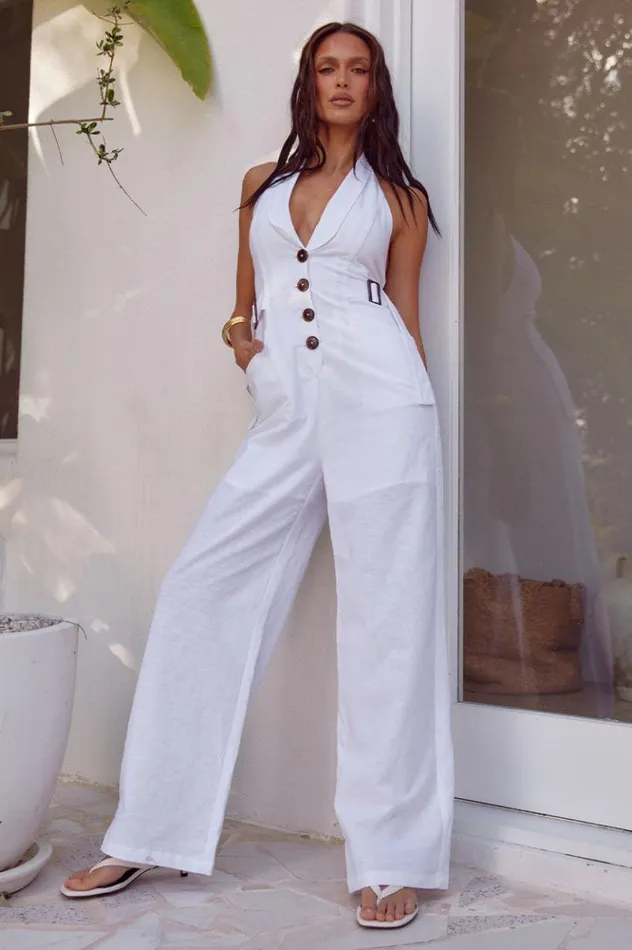 Women Jumpsuits Runaway The Label TARO JUMPSUIT White