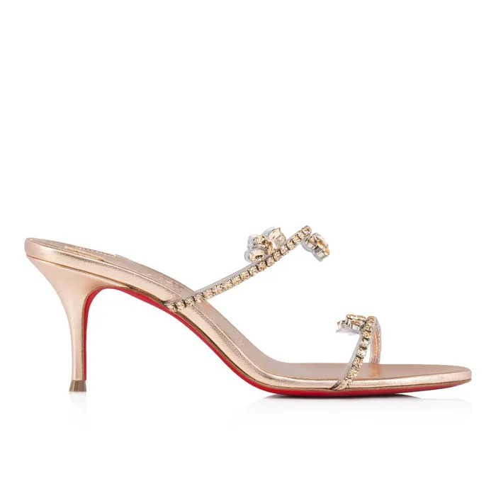 Women Just Queen 70 Mm Mules 8211 PVC And Iridescent Nappa Leather 8211 Leche Beige Christian Louboutin Sandals and Slides