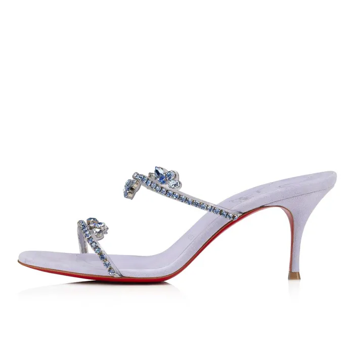 Women Just Queen 70 Mm Sandals 8211 PVC And Suede 8211 Skylight Purple Christian Louboutin Mules