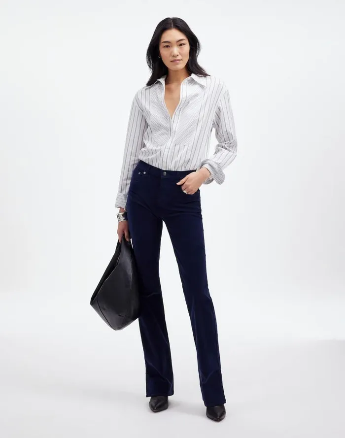 Women Kick Out FullLength Pants In Garment Dye Corduroy True Midnight Madewell Pants