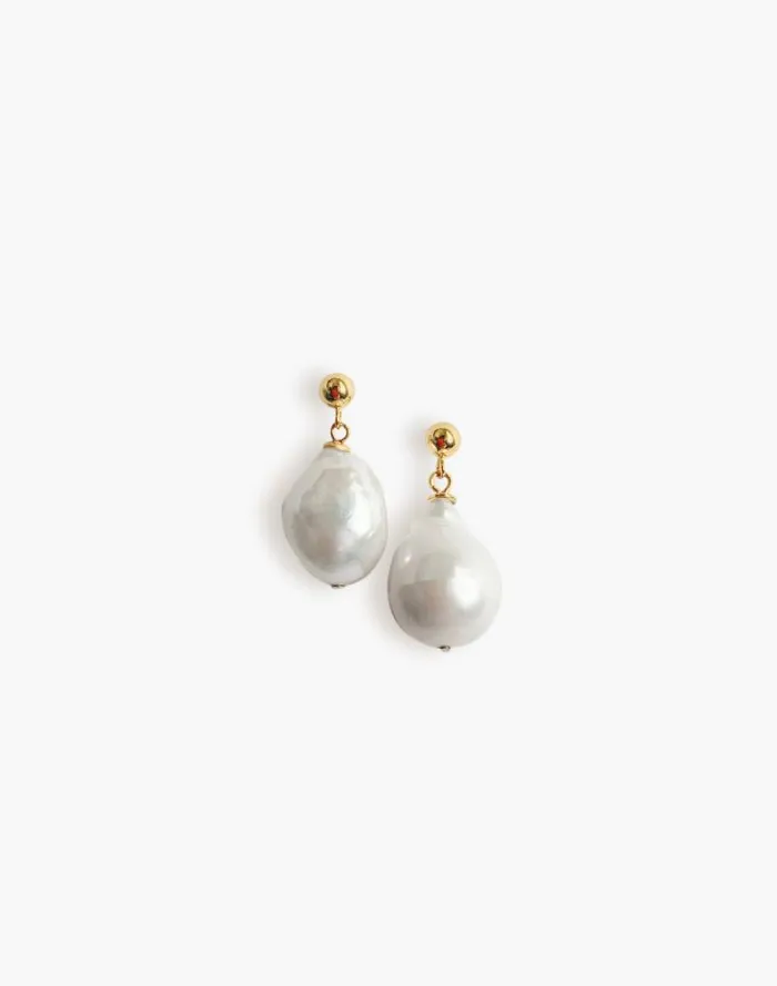 Women Kinn Baroque Pearl Drop Earrings Gold Madewell Jewelry