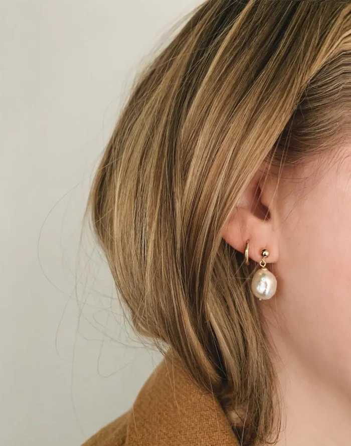 Women Kinn Baroque Pearl Drop Earrings Gold Madewell Jewelry