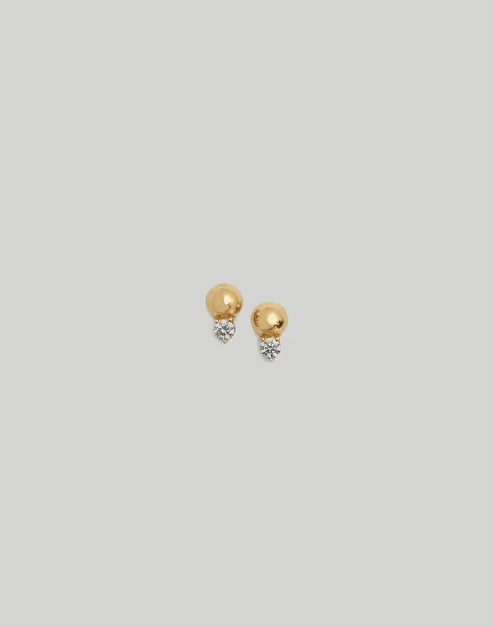 Women Kinn Studio Violet Round Diamond Stud Earrings Gold Madewell Jewelry